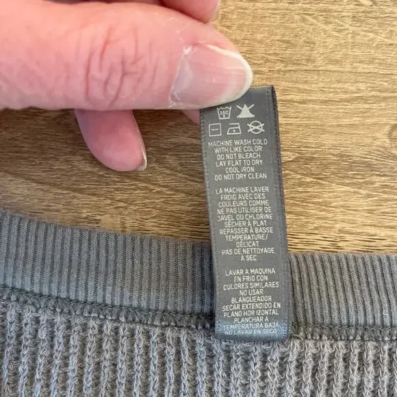 SKIMS Womens Long Sleeve Ribbed Knit Oversized Top Size M Smoke Cotton Lounge - Picture 5 of 7